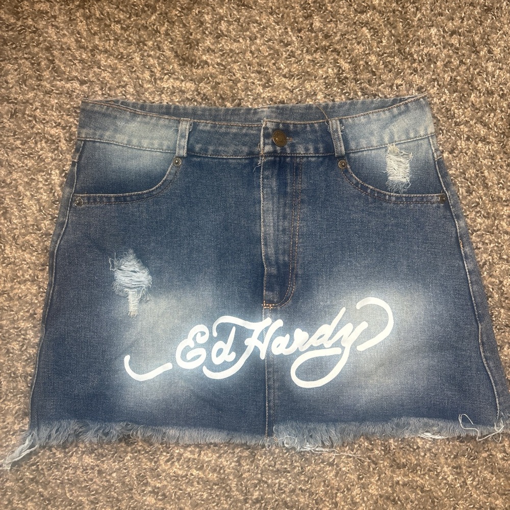Ed Hardy Blue Denim Mini Skirt